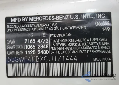 2015 Mercedes-Benz C 300 4Matic from USA, damaged, VIN 55SWF4KBXGU171444